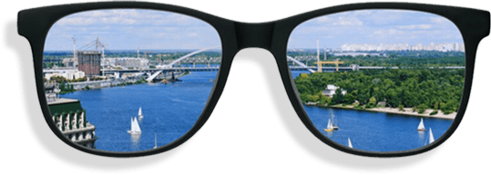 Eyeglass frame with distance lenses